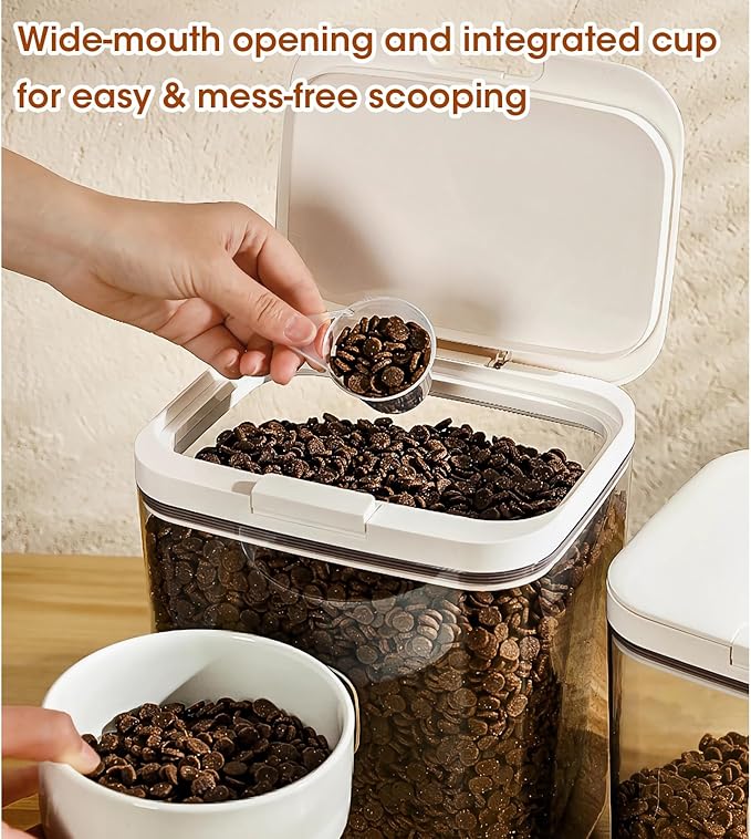 2 PCS Large Dog Treat Container Set with Automatic Flip-up Lids - 4.75 Qt+2.9 Qt Dog Food Storage Container Bins for Pet Treat Cat Food Bird Seed Rice Flour Sugar Storage