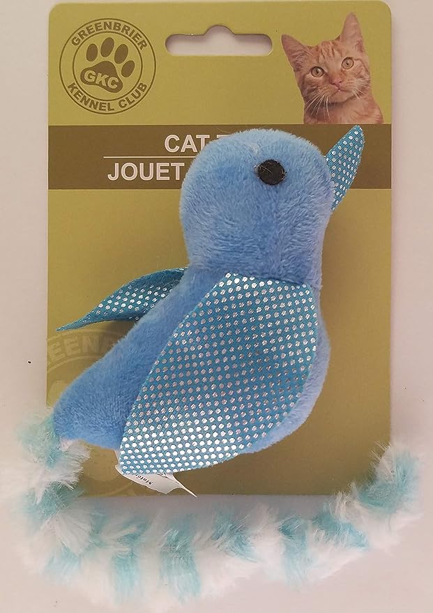 Plush Kitten Cat Toys Birds with Reflective Wings & Long Tails, 1 Toy/Pk Select: Color (Blue Bird)