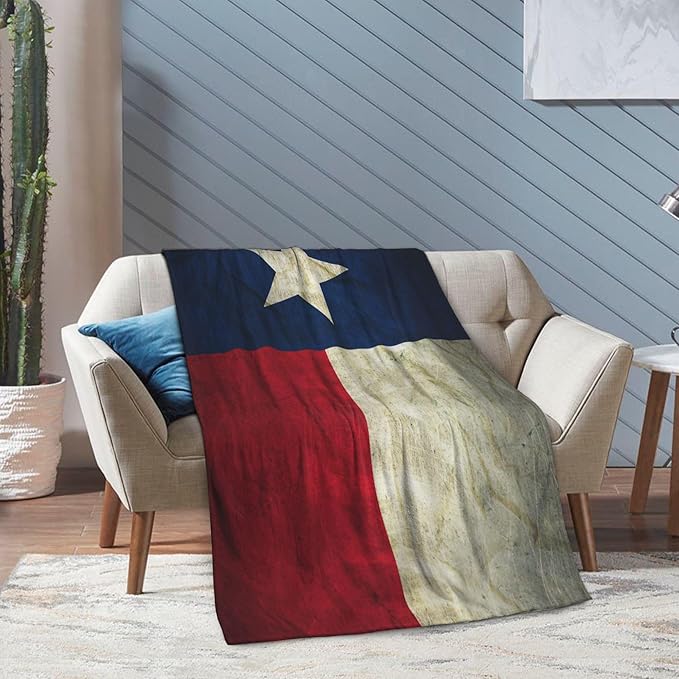 Texas Flag Soft Throw Blanket Flannel Fleece Blankets Warm Cozy Lightweight Fuzzy Blanket for Bed Sofa Couch Home Decor 60"X50"
