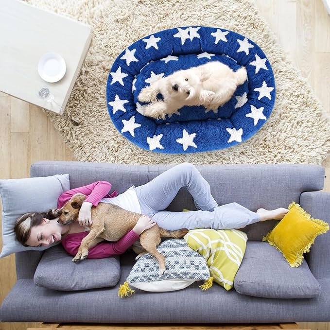 Calming Donut Dog Beds for Small to Medium Dogs, Cuddler Round Dog Beds for Sweet Dream, 27 Inch Cat Beds for Indoor Cats Up to 25 lbs Pet, Washable Dog Bed with Removable Water Resistant Lining Cover