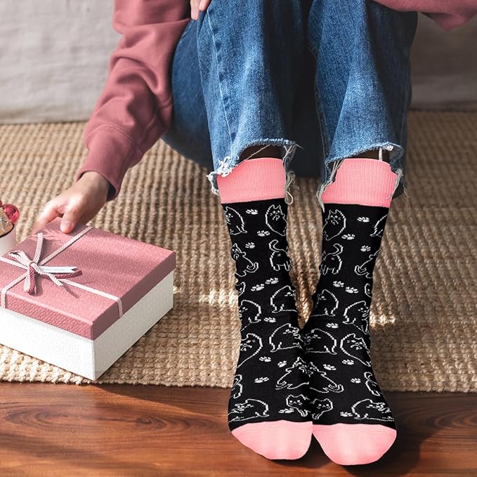 AGRIMONY Funny Cat Dog Socks for Women Teen Girls-Animal Novelty Cute Socks-Mothers Day Cat Dog Mom Gifts Stocking Stuffers