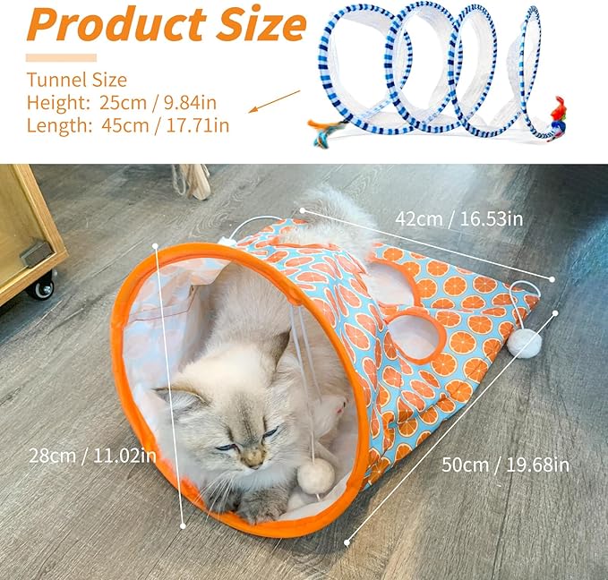 S Type Cat Tunnel Toy and Cat Tunnel Bags for Indoor Cats,Interactive Cat Drill Bag with Plush Ball Cat Self Interactive Toys,Cat Spiral Tunnel Toy for Indoor Cats Play Exercise