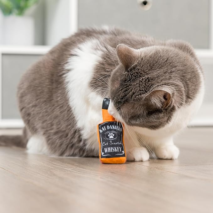Huxley & Ket Plush Cat Toy | Kat Daniels Whiskey | Nappy Hour Strong Catnip Filled Cat Toy | Plush Interactive Kitten and Cat Toy with Catnip and Crinkle | Kittybelles