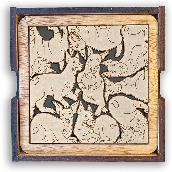 02 Doberman Pinscher Dog Coaster - Doberman Pinscher Dog Puzzle Wooden Coaster Set - Interlocking Jigsaw Drink Mats with Laser-Cut Design for Doberman Pinscher Lovers