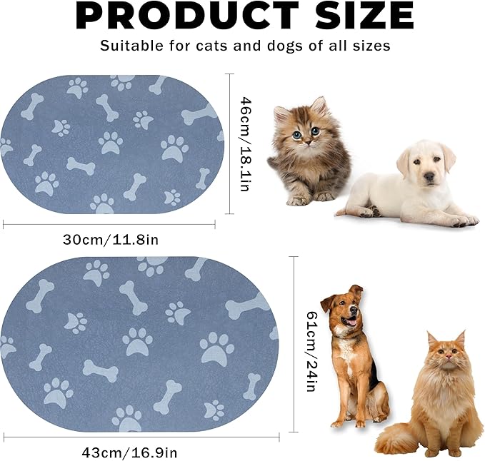 YCT Dog Food Mat - Cat Dish Mat Dog Bowl Mat - No Stains Easy Clean Dog Mat for Food and Water - Absorbent Quick Dry Pet Mat, 16.9"x24" Beige