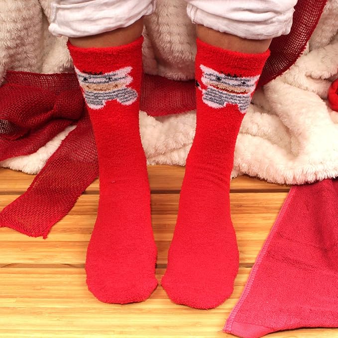 BambooMN Women's Super Soft Warm Microfiber Fuzzy Cozy Animal Socks or Christmas Winter Animal Socks, Value Pack
