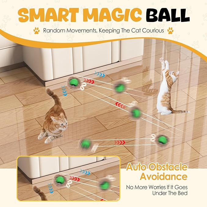 Cat Toys for Bored Indoor Adult Cats, 3rd Gen Interactive Cat Toy, Fast Rolling Ball in Play Mat, Cat Enrichment Toys for Indoor Cats, Hide and Seek Mouse Catching Game, Kitten Toys