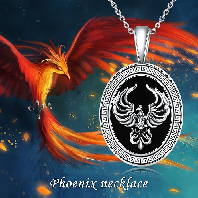 Black Onyx Necklace Raven/Phoenix/Peacock Necklace Gothic Jewelry Gifts for Women Men