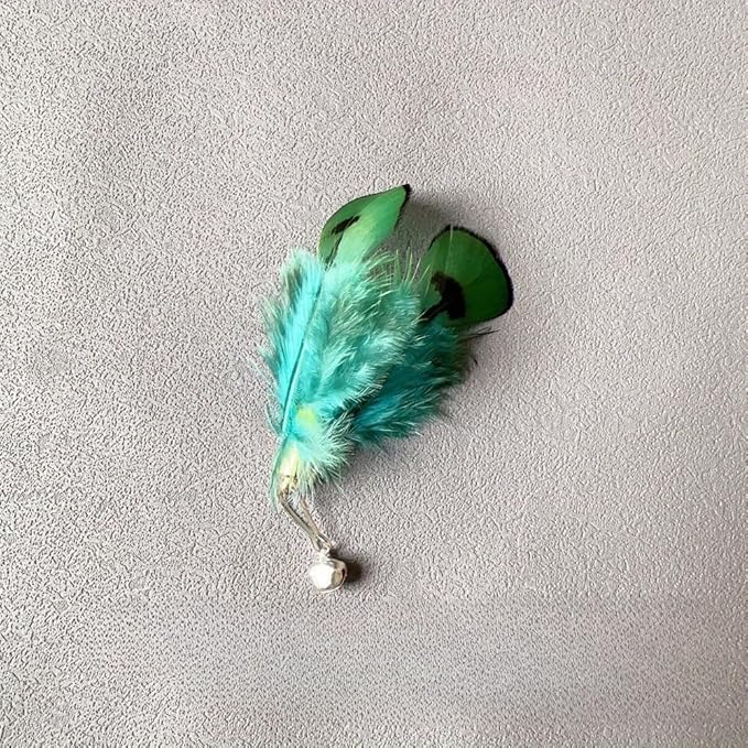 Cat Feather Toy Wand,Cat Wand Toy Lures Feather Refills,Set of 8 Insect Replacement Heads with Bells,Natural Feather Interactive Cat Toys for Indoor Cats (8pcs Refills)