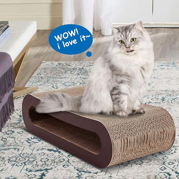 FluffyDream 2in1 Cat Scratcher Cardboard Lounge Bed, Cat Scratching Board, Durable Board Pads Prevents Furniture Damage