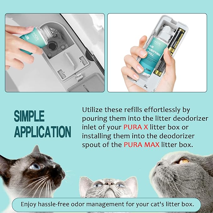 (4 Bottles, Unscented) Cat Litter Deodorizer for PETKIT PuraX PuraMax Self-Cleaning Cat Litter Box Odor Eliminator for Strong Odor Remover Litter Box Deodorizer Replaced Odor Removers Refills