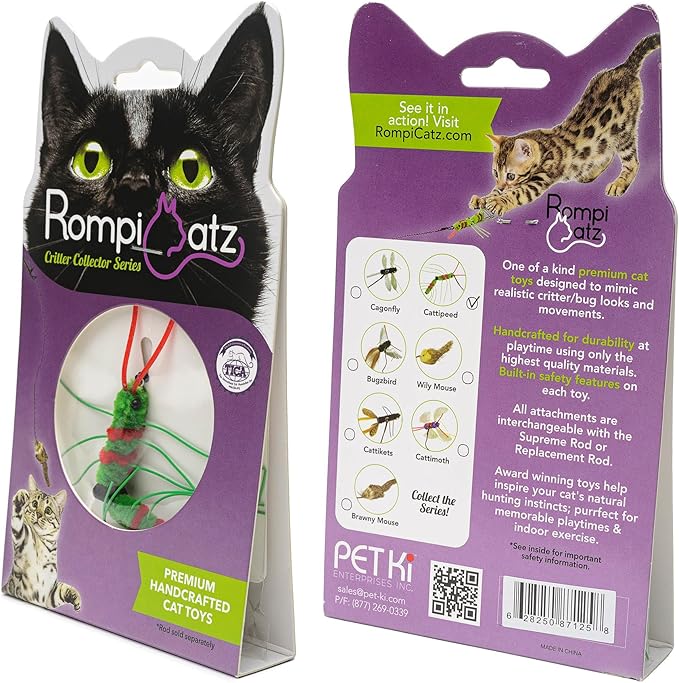 RompiCatz Critter Collector Series Teaser String and Interactive Cat Toy Attachment, Cattipeed
