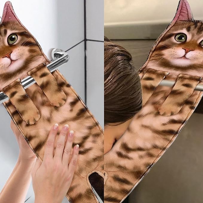 Cat Hand Towels - Kitchen Bathroom - Cute Cat Decor - Soft Absorbent - MaineCoon