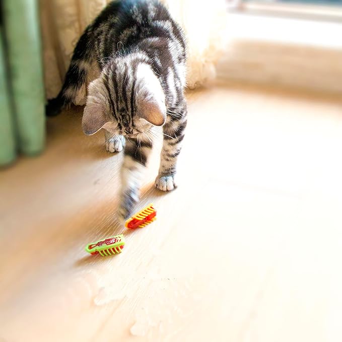 Cat Toys Teaser Interactive,Mini Electronic Robot Beetle Funny cat Toy, Cat Bug Educational Toy for Indoor Cats Kitten Play Chase Exercise,2pcs (Beetle+Mouse)