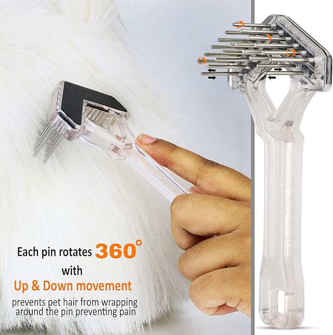 Mini-Rake V-Shaped with Double-Row Rotating Teeth (Silver with Blacktop)