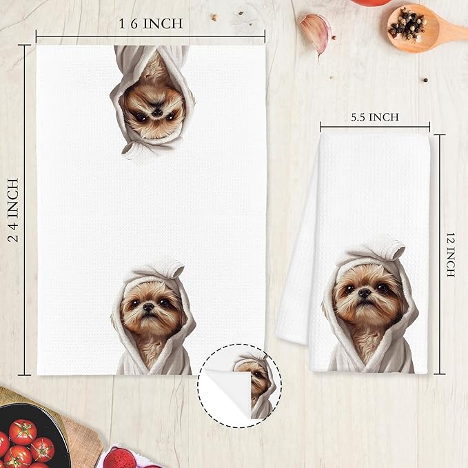 Shih Tzu Decor Gifts Bathroom Hand Towels - Funny Dog Bathroom Towel, Funny Animal Hand Towels for Restroom Decor, Shih Tzu Gifts for Women, Dog Lover Gifts, 16×24 Inches