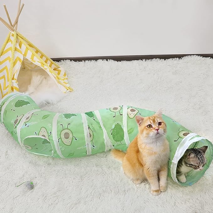Cat Tunnel, S-Shape Cat Tunnels for Indoor Cats Foldable Cat Toys Cute Cat Tube with Mouse Toy Pet Cat Stuff