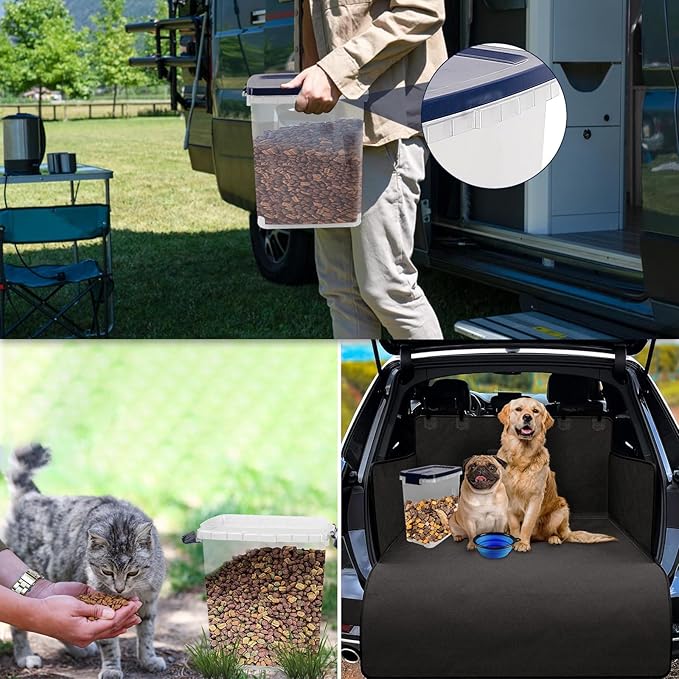 8 Lbs Dog Food Storage Container with Scoop - Airtight Cat Food Container - Buckle-Lock Pet Food Container for Dog, Cat, Bird Seed - Dog Treat Container Dry Food Storage Bin - Royal Blue