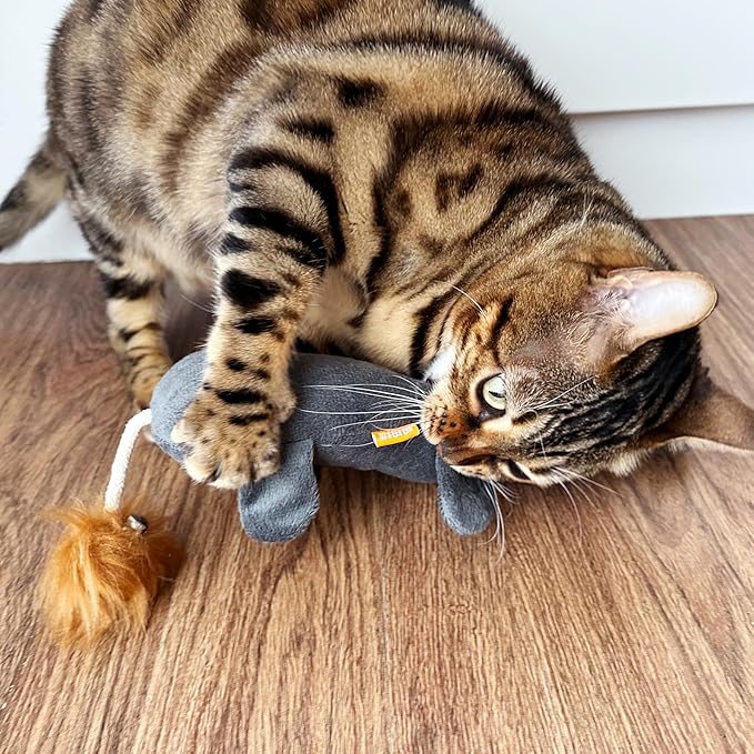 Catnip Silvervine Matatabi Pillow for Cats Kittens,Crinkle Sound Toy,Cat Kicker Toy,Large Size Cat Pillow Soothing Plush Cat Toy(Mouse).