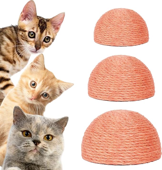 PowerKing Mushroom Cat Scratching Head Replacement - Natural Sisal Refill Parts with M8 Screws - Durable, Safe, and Decorative - Fits Most Scratching Posts Refurbishment (Pink)