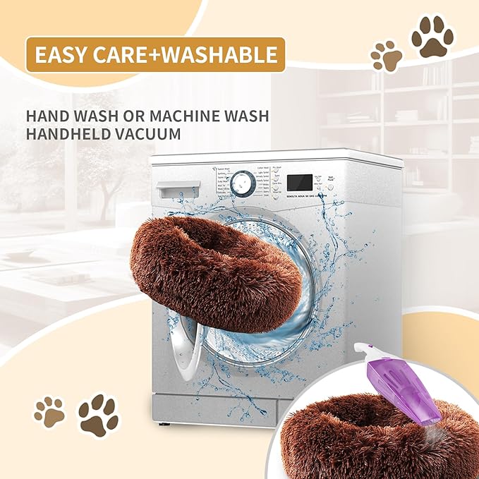 Dog Bed Comfiest Indoor Calming Waterproof Bedding Washable Fluffy Chew Proof Self Warming Cozy for Small Pets at Home Coffee