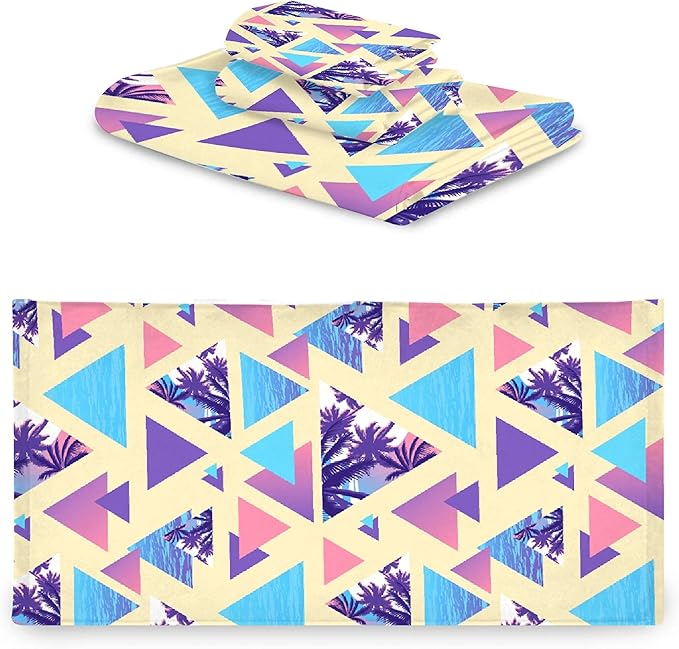 Summer 3 Piece Towel Bathroom Sets, 1 Bath Towel, 1 Washcloth, 1 Hand Towel, Cotton Fast Dry Soft Absorbent Towel Set for Home Kitchen Family