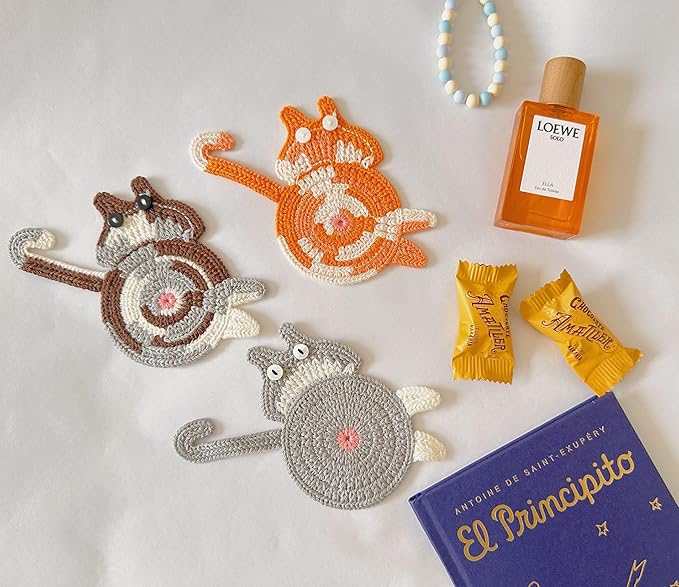 6pcs Cat Coasters for Drinks,Gifts for Cat Lovers,Cute Coasters for Coffee Table,Funny Coaster Set for Wooden Table