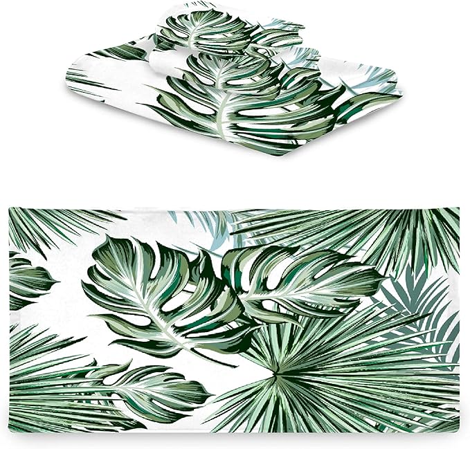 Deliciosa Palms Tropical Plants 3 Piece Towel Bathroom Sets, 1 Bath Towel, 1 Washcloth, 1 Hand Towel, Cotton Fast Dry Soft Absorbent Towel Set for Home Kitchen Family