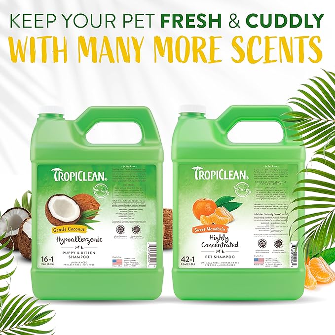 TropiClean Gentle Puppy Shampoo, Cat & Dog Shampoo for Allergies & Sensitive Skin, Gentle Coconut Scent, Made in USA, 1 Gallon