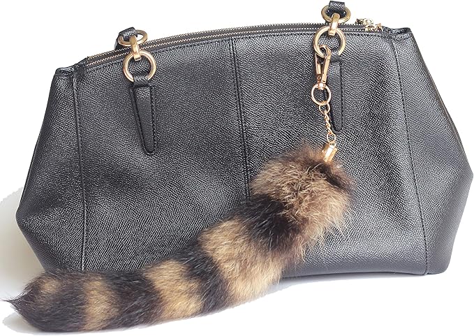 Fosrion Real Raccoon Tail Fur Cat Bites Toy with Three Section Retractable Carbon Fiber Rod (Raccoon, Tail & Fishing Rod)