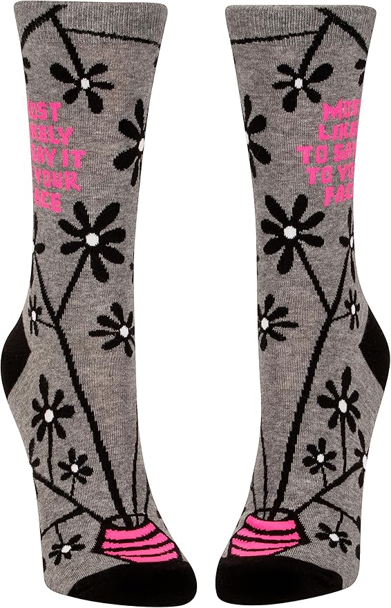 Blue Q Women's Funny Novelty Crazy Crew Socks with Sayings