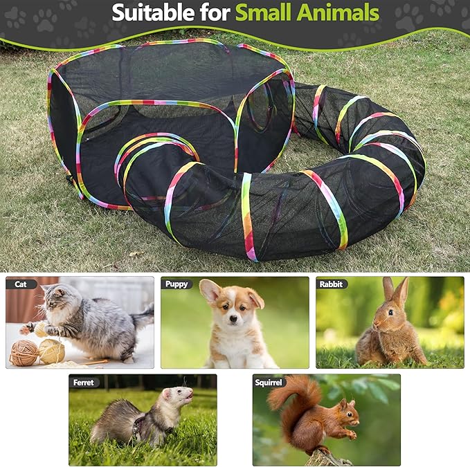 Outdoor Cat Enclosures Playground with Cat Toy Ball, Portable cat Tent for Indoor Cat Playpen Enclosed with Bag Storage, Cat Outdoor Enclosure Cat Tunnel Suitable for Small Animals