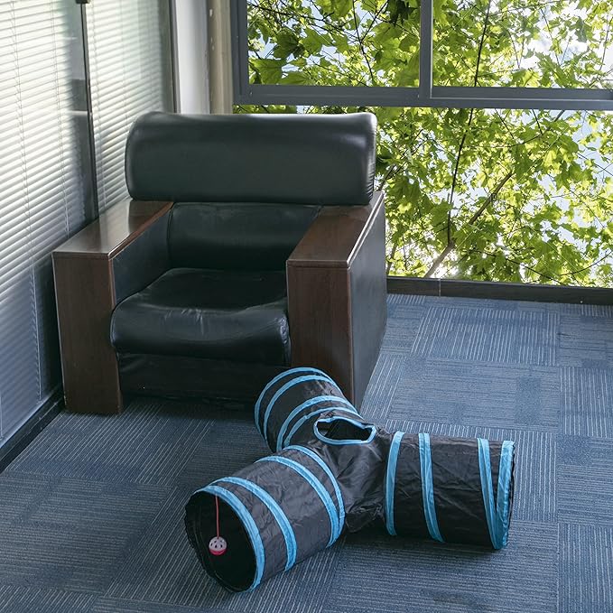 Cat Tunnel, Collapsible Tube with 1 Play Ball Kitty Toys, 3 Ways Cat Tunnels for Indoor Cats, Puppy, Kitty, Kitten, Rabbit