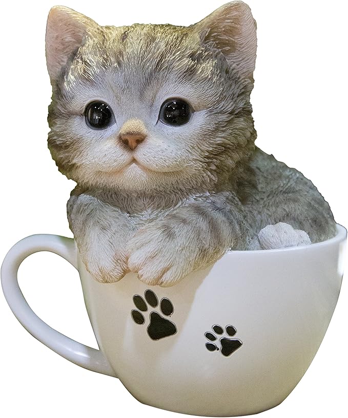 Hi-Line Gift Ltd Pet Pals-Teacup Kitten Grey Tabby