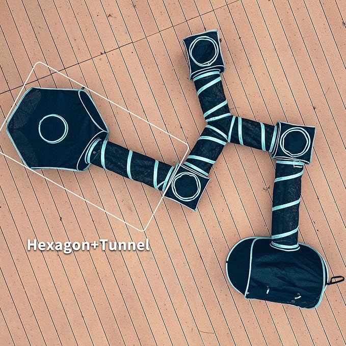 Cat Furniture Tent for Indoor and Outdoor Playpen Portable Cat Tunnels, Outdoor Kennel (Hexagon + Tunnel)