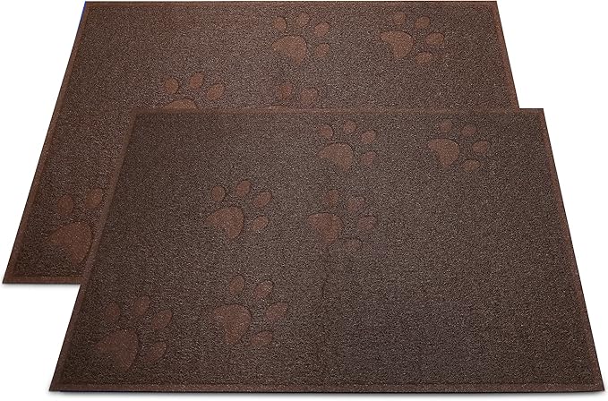 Andalus Small Cat Litter Mat, Pack of 2 - Waterproof, Non-Slip & Easy to Clean Cat Litter Box Mat for Extra Efficient Pet Litter-Trapping, Brown (15.75” X 11.75”)
