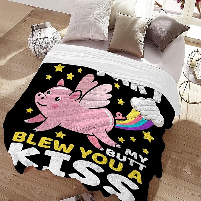 Funny Pig Blanket Gift for Girls Boys- 50x60 Inches Soft Flannel Throws Blankets Funny Gift for Teen Women Men Adult Cute Pig Lover Gifts for Birthday Christmas Halloween Bed Sofa Couch