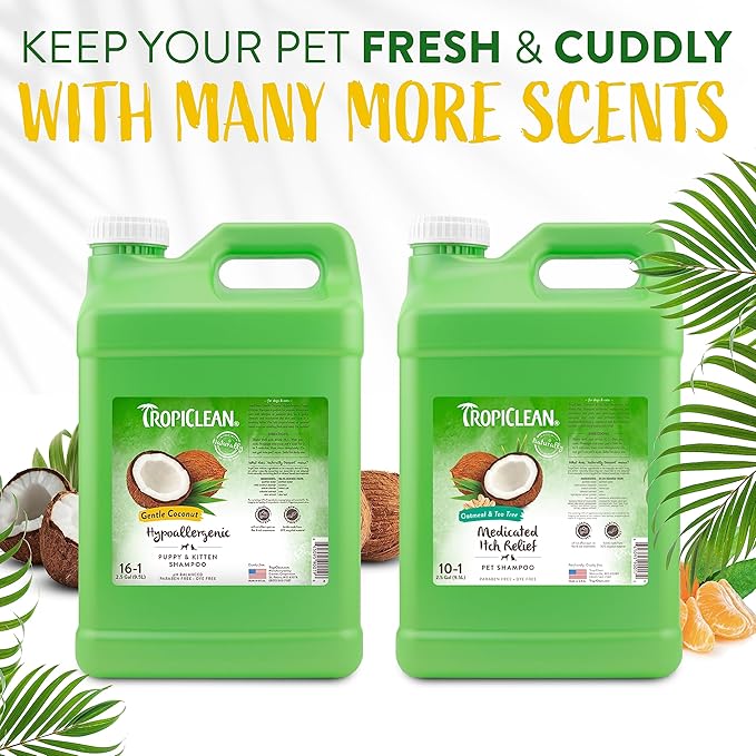 TropiClean Gentle Puppy Shampoo, Cat & Dog Shampoo for Allergies & Sensitive Skin, Gentle Coconut Scent, Made in USA, 2.5 Gallon