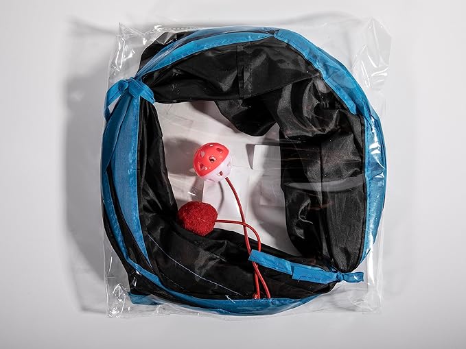 Pawaboo Cat Toys, Cat Tunnel Tube S-Shaped Tunnels 25x97cm Extensible Collapsible Cat Play Tent Interactive Toy Maze Cat House with Balls and Bells for Cat Kitten Kitty Rabbit Small Animal, Blue