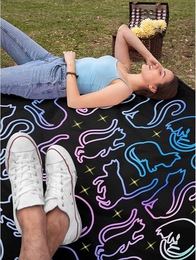 Star Colorful Cats Blanket Throw Super Soft and Cozy Blankets for Home Decoration, Couch, Bed, Sofa 50 in x 40 in Small for Kids for All Seasons