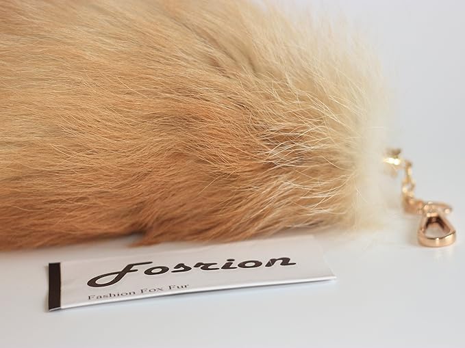 Fosrion Real Fox Tail Fur Hair Cat Bites Catching Hunting Toy (Orange, Only Tail)