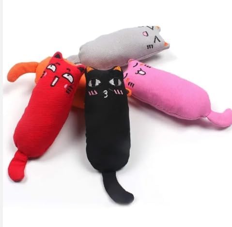 Catnip Filled Cartoon Mice Cat Teething Chew Toys, Set of 5, Bite Resistant