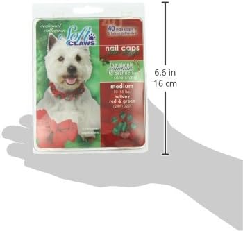 Canine Soft Claws 40-Pack Pet Holiday Colors Nail Cap Kit, Large, Red and Green