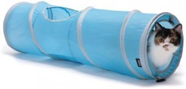 2 Way Cat Tunnel Pet Play Tube - Collapsible Tunnel for Small Pet/Cat/Kitty/Doggy/Rabbit (Blue)