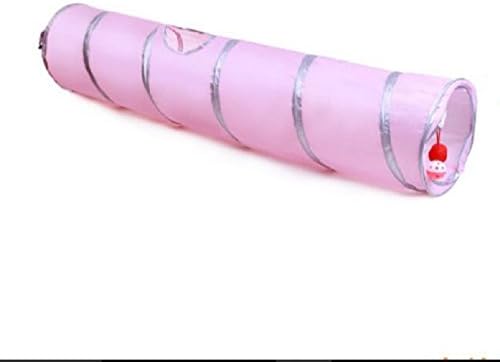 2 Way Cat Tunnel Pet Play Tube - Collapsible Tunnel for Small Pet/Cat/Kitty/Doggy/Rabbit (Pink)