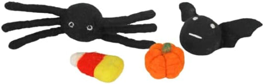 Midlee Halloween Felt Cat Toys Set- Bat, Pumpkin, Spider, Candy Corn