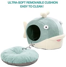 Lcybem Cat Beds for Indoor Cats - Cat Bed Cave with Removable Washable Cushioned Pillow, Calming Cozy Soft Cat Cave, Cute Friendly Dolphin Cat Houses for Indoor Cats No Deformation Pet Bed, L