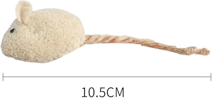 Plush Simulation Rat Mouse Scratch Bite Chewing Toys for Pet Cat Kitten, Set of 3, Khaki and Blue