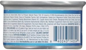 Blue Buffalo Tastefuls Natural Kitten Pate Wet Cat Food, Chicken Entrée 3-oz cans (Pack of 1)