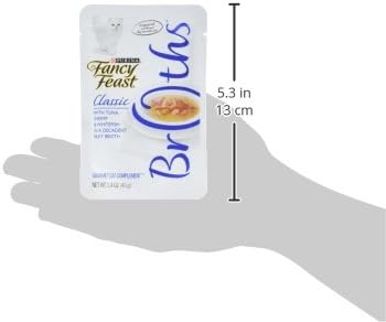 Purina Fancy Feast Limited Ingredient Wet Cat Food Complement, Broths With Tuna, Shrimp & Whitefish - (Pack of 16) 1.4 oz. Pouches